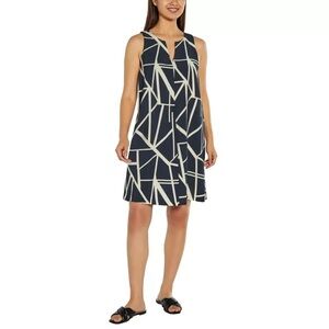 Banana Republic Geometric Sleeveless Dress in Navy and White